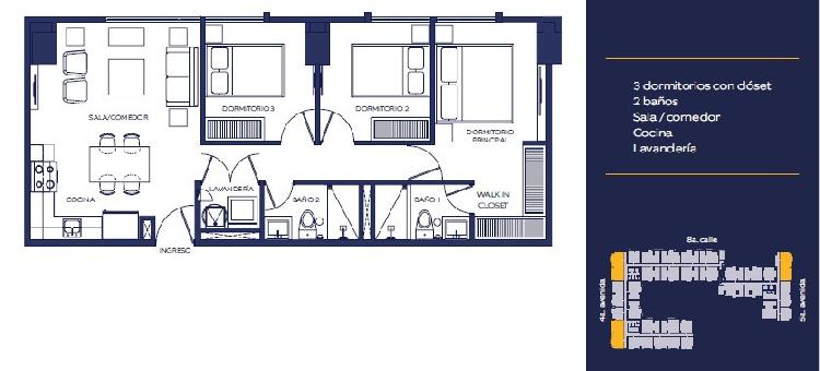 Apartamento de 3 Habitaciones en Zona 9, CENDANA