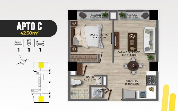 Apartamento de 1 dormitorio en venta zona 11 Guatemala