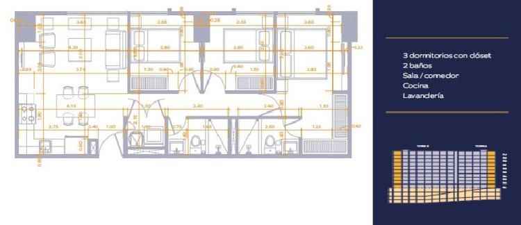 Apartamento de 3 Habitaciones en Zona 9, CENDANA